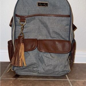 Itzy Ritzy Gray and Brown Backpack with Tassel